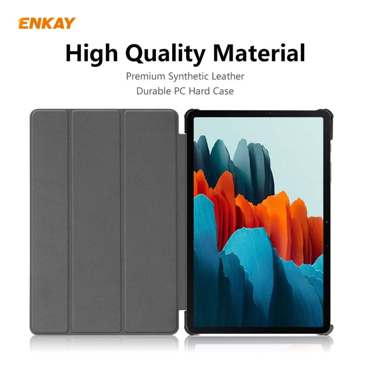 ENKAY ENK-8010 Smart Case in pelle PU + plastica con supporto a tre pieghe per Samsung Galaxy Tab S7 11.0 T870 / T875, For Galaxy Tab S8 / Galaxy Tab S7 11.0