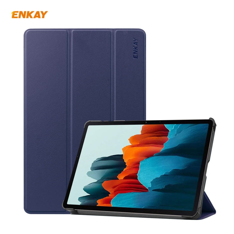ENKAY ENK-8010 Smart Case in pelle PU + plastica con supporto a tre pieghe per Samsung Galaxy Tab S7 11.0 T870 / T875, For Galaxy Tab S8 / Galaxy Tab S7 11.0