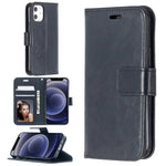Custodia in pelle a vibrazione orizzontale per iPhone 12 Crazy Horse Texture con supporto e slot per schede e portafoglio e cornice per foto, For iPhone 12 mini