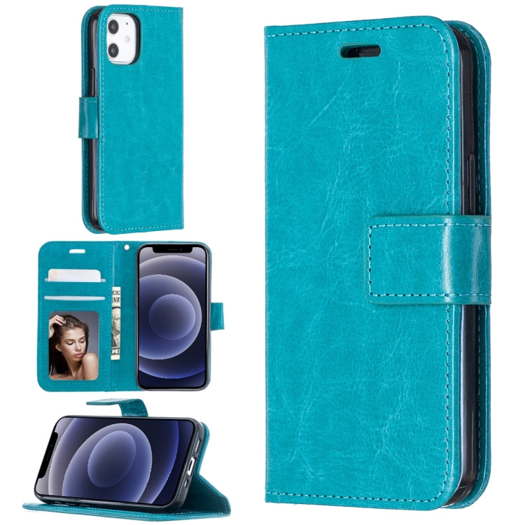 Custodia in pelle a vibrazione orizzontale per iPhone 12 Crazy Horse Texture con supporto e slot per schede e portafoglio e cornice per foto, For iPhone 12 mini