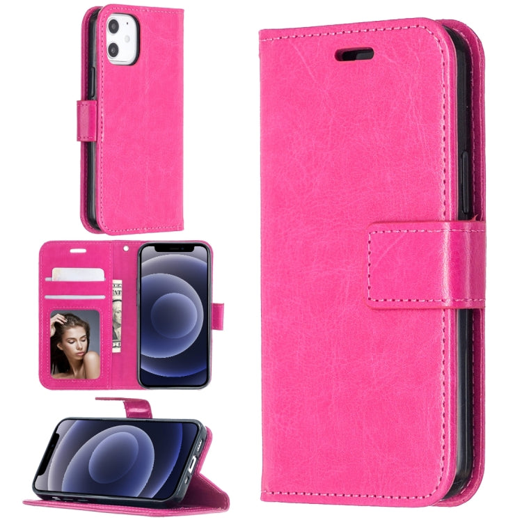 Custodia in pelle a vibrazione orizzontale per iPhone 12 Crazy Horse Texture con supporto e slot per schede e portafoglio e cornice per foto, For iPhone 12 mini