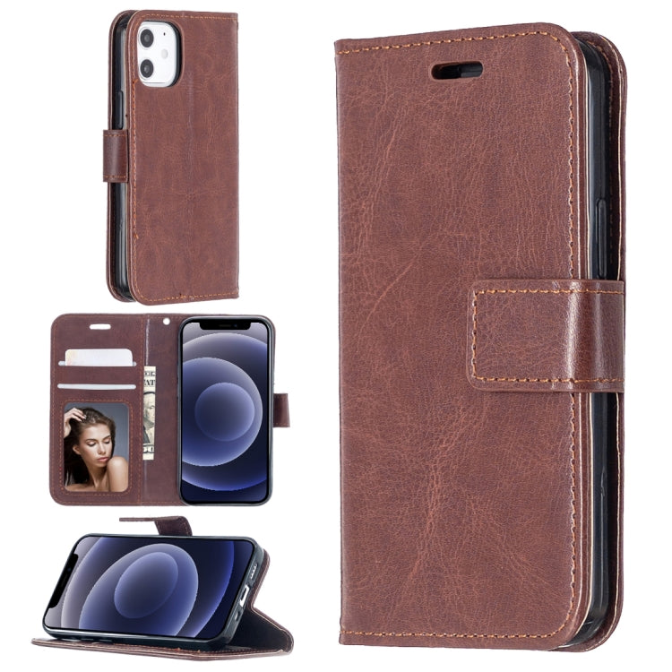 Custodia in pelle a vibrazione orizzontale per iPhone 12 Crazy Horse Texture con supporto e slot per schede e portafoglio e cornice per foto, For iPhone 12 mini