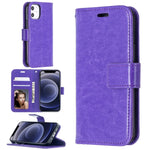 Custodia in pelle a vibrazione orizzontale per iPhone 12 Crazy Horse Texture con supporto e slot per schede e portafoglio e cornice per foto, For iPhone 12 mini