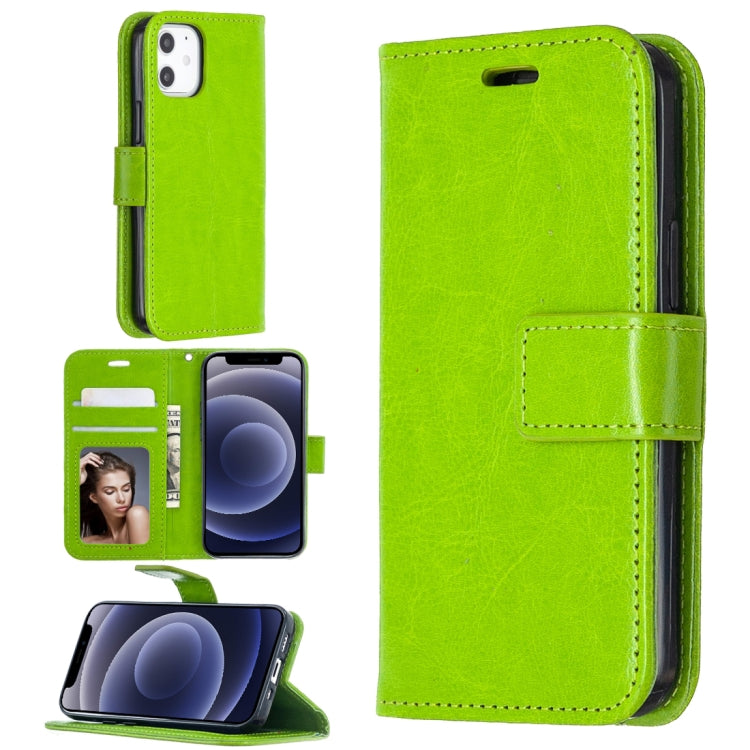 Custodia in pelle a vibrazione orizzontale per iPhone 12 Crazy Horse Texture con supporto e slot per schede e portafoglio e cornice per foto, For iPhone 12 mini