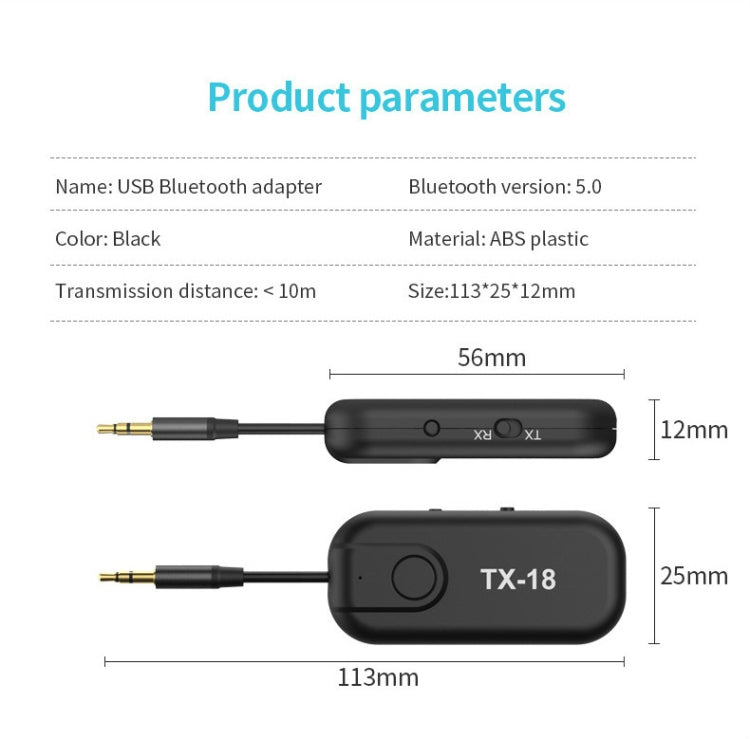 Adattatore Bluetooth 5.0 TX18 audio wireless jack 3,5 mm