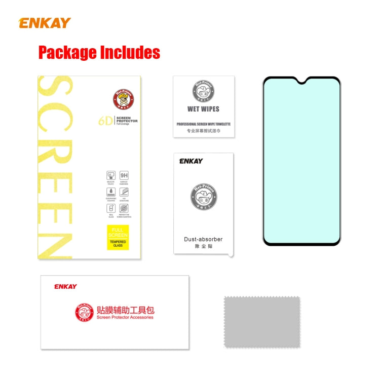 ENKAY Hat-Prince 0.26mm 9H 6D Protezione per gli occhi a schermo intero curvo Protezione per vetro temperato con pellicola verde, For Xiaomi Redmi Note 8 Pro, For Redmi Note 9S/Note 9 Pro (Max), ForRedmi 10X 4G / Redmi Note 9, For Xiaomi Redmi 9 / 9A /...