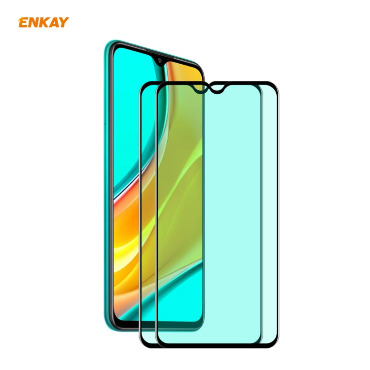 2 PCS ENKAY Hat-Prince 0.26mm 9H 6D Protezione per gli occhi a schermo intero curvo Protezione per vetro temperato con pellicola verde, For Xiaomi Redmi Note 8 Pro, For Xiaomi Redmi Note 9S/Note 9 Pro, For Redmi 10X 4G/Redmi Note 9                     ...