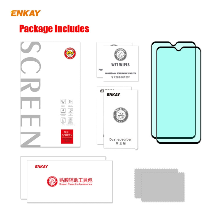 2 PCS ENKAY Hat-Prince 0.26mm 9H 6D Protezione per gli occhi a schermo intero curvo Protezione per vetro temperato con pellicola verde, For Xiaomi Redmi Note 8 Pro, For Xiaomi Redmi Note 9S/Note 9 Pro, For Redmi 10X 4G/Redmi Note 9                     ...