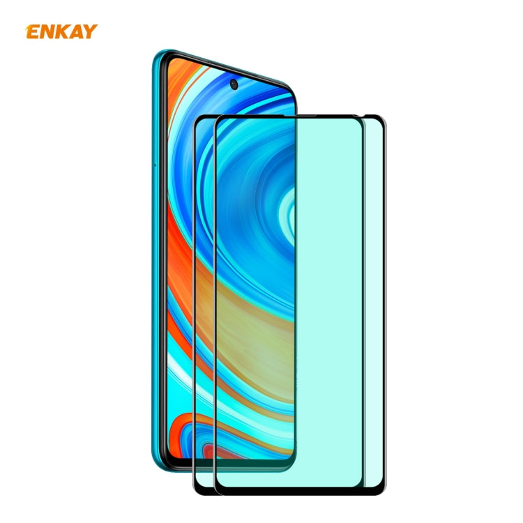 2 PCS ENKAY Hat-Prince 0.26mm 9H 6D Protezione per gli occhi a schermo intero curvo Protezione per vetro temperato con pellicola verde, For Xiaomi Redmi Note 8 Pro, For Xiaomi Redmi Note 9S/Note 9 Pro, For Redmi 10X 4G/Redmi Note 9                     ...