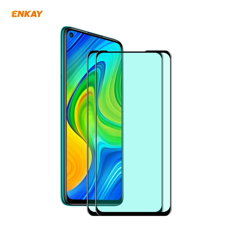2 PCS ENKAY Hat-Prince 0.26mm 9H 6D Protezione per gli occhi a schermo intero curvo Protezione per vetro temperato con pellicola verde, For Xiaomi Redmi Note 8 Pro, For Xiaomi Redmi Note 9S/Note 9 Pro, For Redmi 10X 4G/Redmi Note 9                     ...