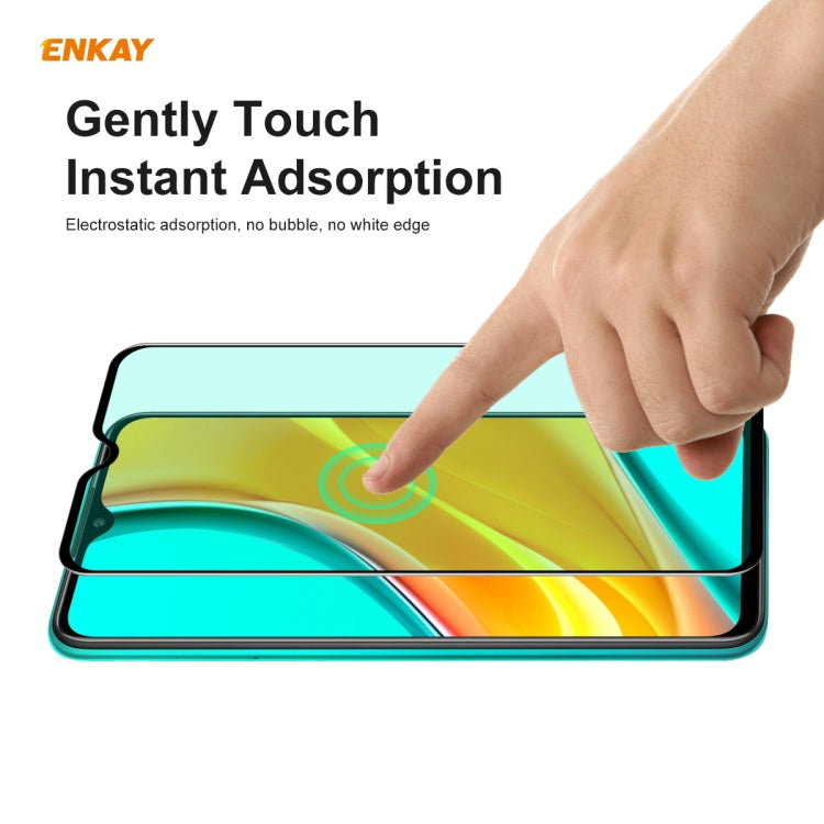 5 PZ ENKAY Hat-Prince 0.26mm 9H 6D Protezione per gli occhi a schermo intero curvo Protezione per vetro temperato con pellicola verde, For Xiaomi Redmi Note 8 Pro, For Redmi Note 9S/Note 9 Pro, For Redmi 10X 4G/Redmi Note 9, For Xiaomi Redmi 9 / 9A / 9...
