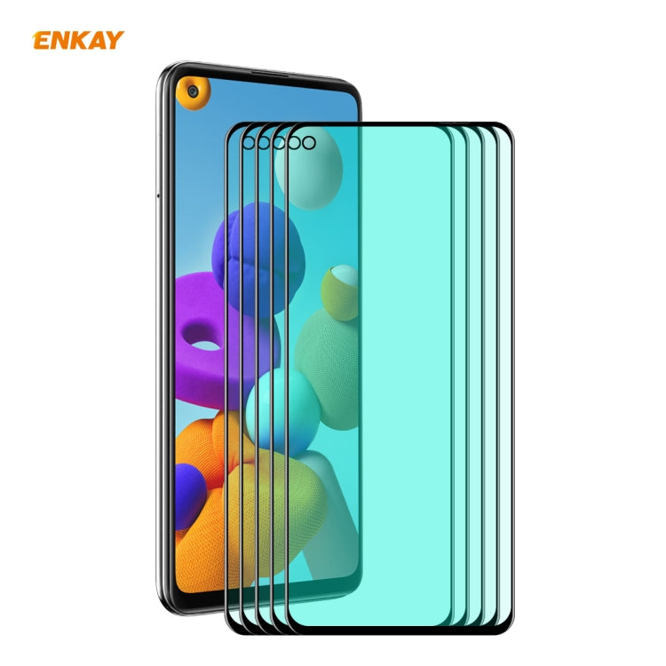 5 PZ ENKAY Hat-Prince 0.26mm 9H 6D Protezione per gli occhi a schermo intero curvo Protezione per vetro temperato con pellicola verde, For Xiaomi Redmi Note 8 Pro, For Redmi Note 9S/Note 9 Pro, For Redmi 10X 4G/Redmi Note 9, For Xiaomi Redmi 9 / 9A / 9...