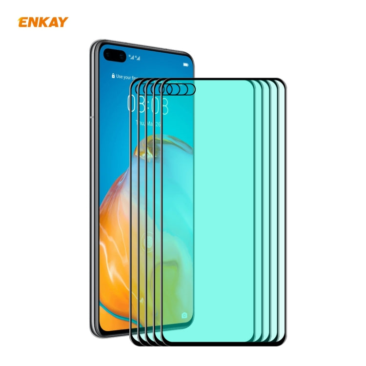 5 PZ ENKAY Hat-Prince 0.26mm 9H 6D Protezione per gli occhi a schermo intero curvo Protezione per vetro temperato con pellicola verde, For Xiaomi Redmi Note 8 Pro, For Redmi Note 9S/Note 9 Pro, For Redmi 10X 4G/Redmi Note 9, For Xiaomi Redmi 9 / 9A / 9...