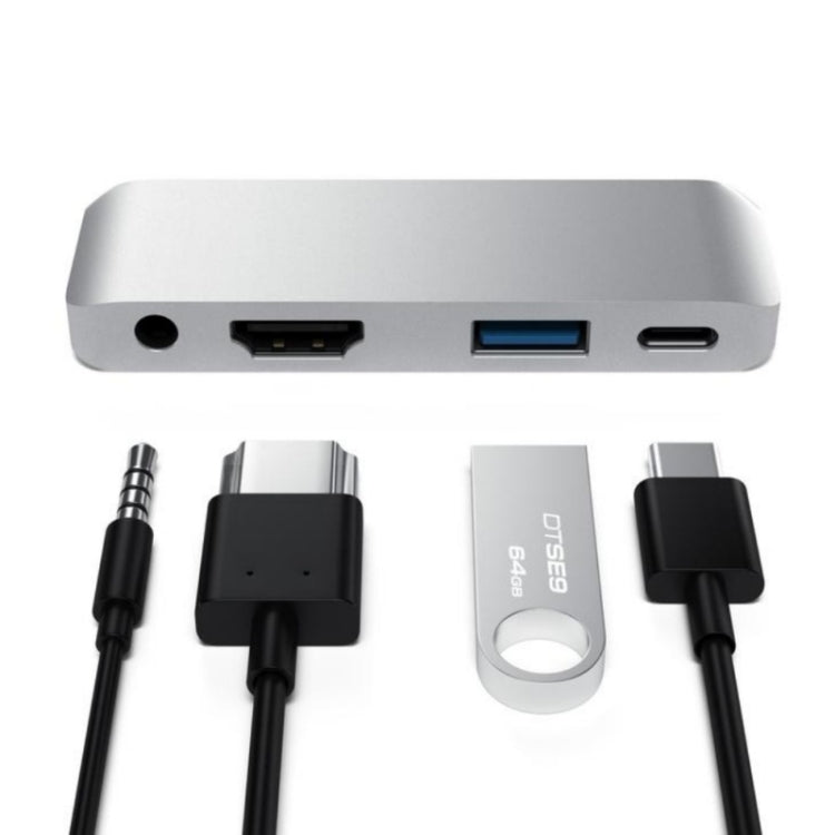 Adattatore HUB USB-C 4 in 1 con HDMI, AUX, USB e PD