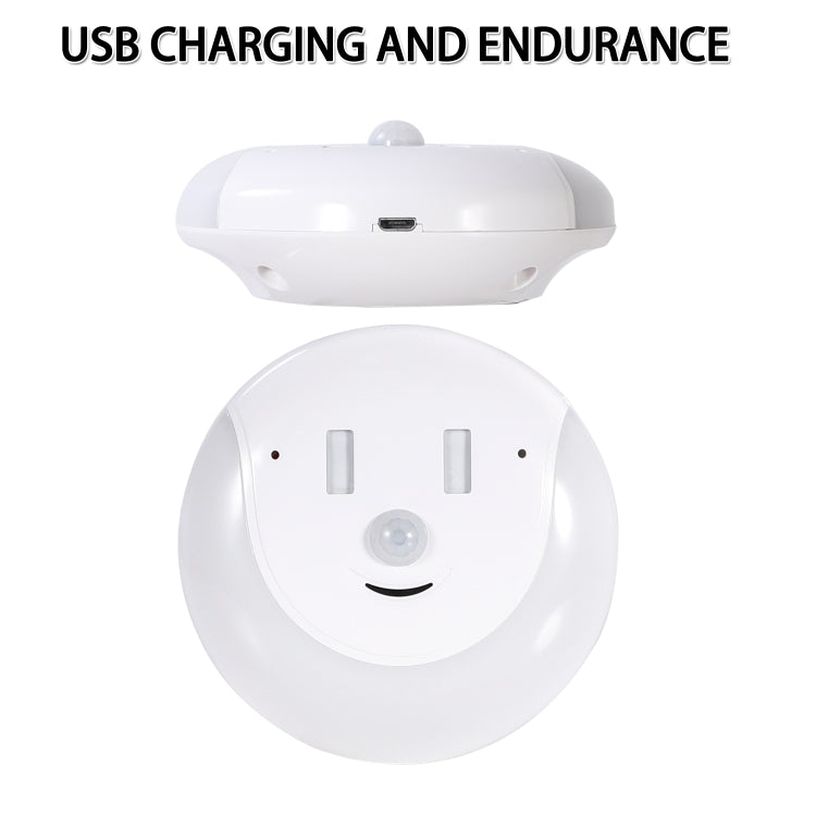 Luce di ricarica USB e controllo del rilevamento del corpo umano Sorriso Luce notturna magnetica, Cold White Light, Warm white light