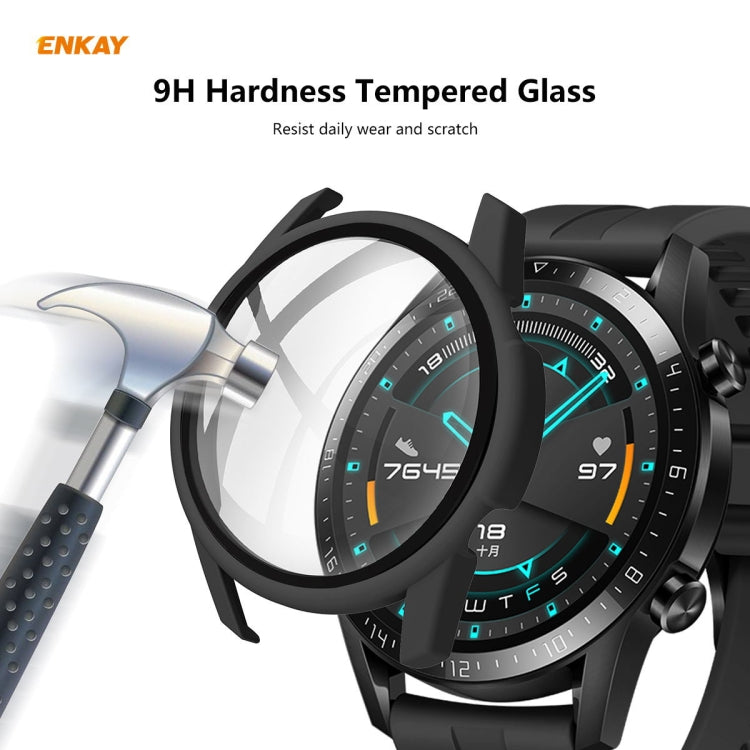 Per Huawei Watch GT 2 42mm ENKAY Hat-Prince ENK-AC8201 Custodia smerigliata per PC a copertura totale + protezione in vetro temperato 9H