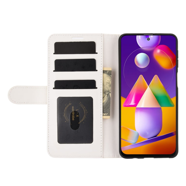Per Samsung Galaxy M31s R64 Texture Custodia protettiva a vibrazione orizzontale singola con supporto e slot per schede e portafoglio e cornice per foto, For Samsung Galaxy M31s