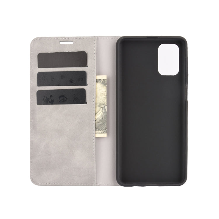 Per Samsung Galaxy M31s Retro-skin Business Custodia in pelle con ventosa magnetica con supporto e slot per schede e portafoglio, For Galaxy M31s