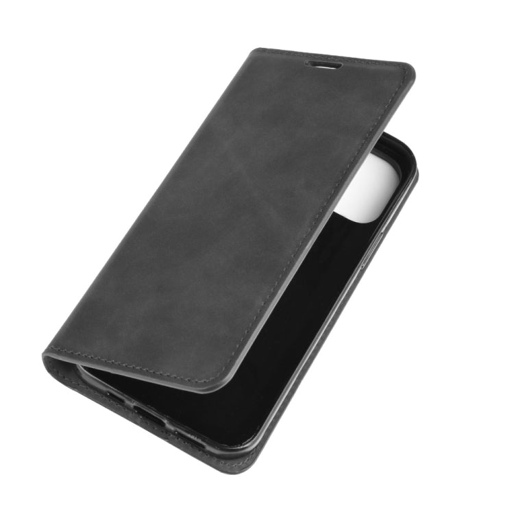 Per iPhone 12 Pro Max Custodia in pelle con ventosa magnetica per affari retro-pelle con supporto, slot per carte e portafoglio, For iPhone 12 Pro Max