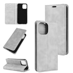 Per iPhone 12 Pro Max Custodia in pelle con ventosa magnetica per affari retro-pelle con supporto, slot per carte e portafoglio, For iPhone 12 Pro Max