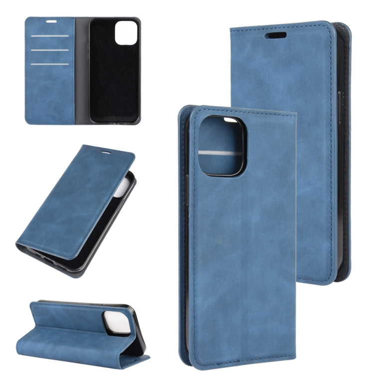 Per iPhone 12 Pro Max Custodia in pelle con ventosa magnetica per affari retro-pelle con supporto, slot per carte e portafoglio, For iPhone 12 Pro Max