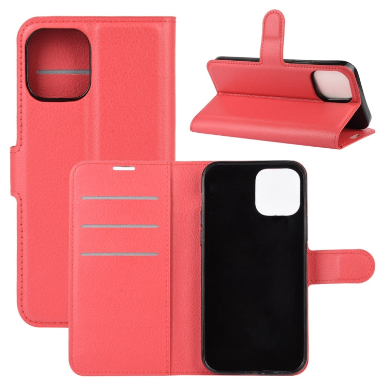 Per iPhone 12 Custodia protettiva a vibrazione orizzontale Litchi Texture con supporto, slot per schede e portafoglio, For iPhone 12 mini