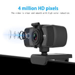 Richwell PC-06 Mini webcam per PC con rotazione a 360 gradi, HD da 4,0 MP, messa a fuoco automatica, con microfono per la riduzione del rumore