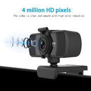 Richwell PC-06 Mini webcam per PC con rotazione a 360 gradi, HD da 4,0 MP, messa a fuoco automatica, con microfono per la riduzione del rumore