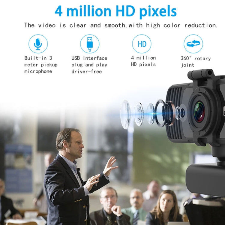 Richwell PC-06 Mini webcam per PC con rotazione a 360 gradi, HD da 4,0 MP, messa a fuoco automatica, con microfono per la riduzione del rumore