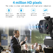 Richwell PC-06 Mini webcam per PC con rotazione a 360 gradi, HD da 4,0 MP, messa a fuoco automatica, con microfono per la riduzione del rumore