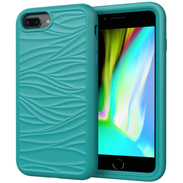 Per iPhone SE (2020) Wave Pattern 3 in 1 Custodia protettiva antiurto in silicone + PC