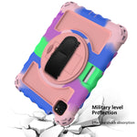 Per iPad Air 4 / 10,8 pollici (2020) PC con rotazione a 360 gradi + Custodia combinata antiurto in silicone con supporto e cinturino per impugnatura e tracolla e portapenne, For iPad Air 2022 / 2020 10.9
