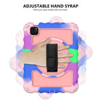 Per iPad Air 4 / 10,8 pollici (2020) PC con rotazione a 360 gradi + Custodia combinata antiurto in silicone con supporto e cinturino per impugnatura e tracolla e portapenne, For iPad Air 2022 / 2020 10.9