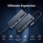 Hub USB-C 6 in 1 trasparente ORICO con HDMI e RJ45