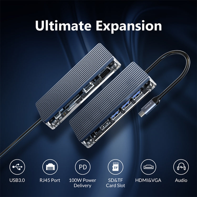 Hub USB-C 6 in 1 trasparente ORICO con HDMI e RJ45