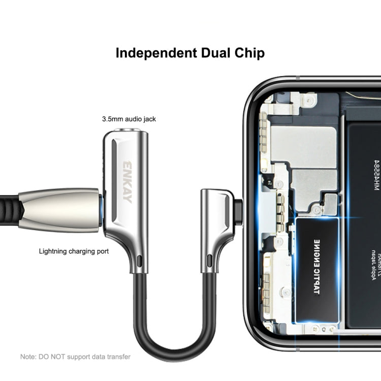 ENKAY ENK-AT103 Audio da 8 pin a 3,5 mm ＆ Convertitore di interfacce di ricarica a 8 pin Adattatore in lega di zinco, 3.5mm Audio ＆ 8 Pin Charging