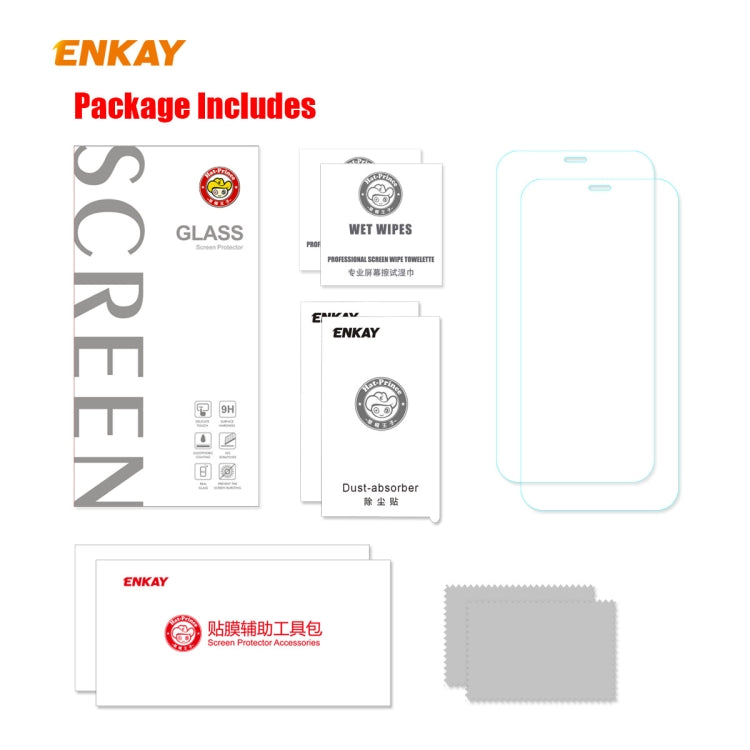 2 PZ ENKAY Hat-Prince 0.26mm 9H 2.5D Bordo curvo Pellicola in vetro temperato antideflagrante, For iPhone 12 mini, For iPhone 12 / 12 Pro, For iPhone 12 Pro Max