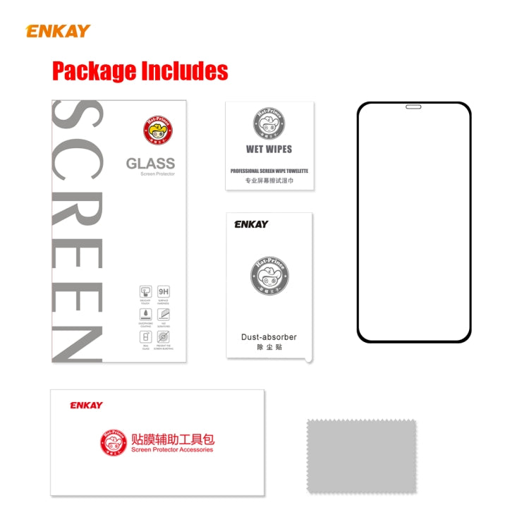 ENKAY Hat-Prince Full Glue 0.26mm 9H 2.5D Pellicola a copertura totale in vetro temperato, For iPhone 12 mini, For iPhone 12 / 12 Pro, For iPhone 12 Pro Max