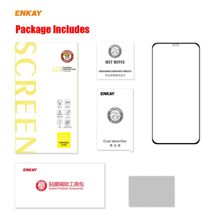 ENKAY Hat-Prince 0,26 mm 9H 6D protezione in vetro temperato curvo a copertura totale, For iPhone 12 mini, For iPhone 12 / 12 Pro, For iPhone 12 Pro Max