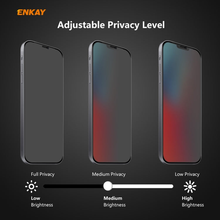 ENKAY Hat-Prince 0.26mm 9H 6D Privacy Pellicola anti-spia in vetro temperato a schermo intero, For iPhone 12 mini 5.4, For iPhone 12 / 12 Pro 6.1, For iPhone 12 Pro Max 6.7