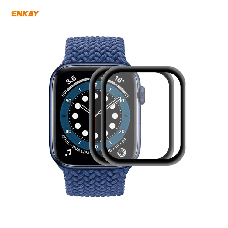 2 PZ ENKAY Hat-Prince 0.2mm 9H Durezza superficiale 3D Pellicola per schermo in vetro temperato a schermo intero con bordo in lega di alluminio a prova di esplosione, For Apple Watch 6/5/4/SE 40mm, For Apple Watch 6/5/4/SE 44mm