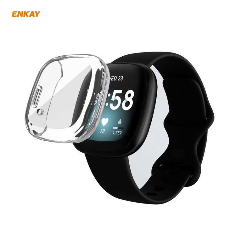 Per Fitbit Versa 3 / Fitbit Sense ENKAY Hat-Prince ENK-AC8208 Custodia morbida in TPU trasparente a copertura totale