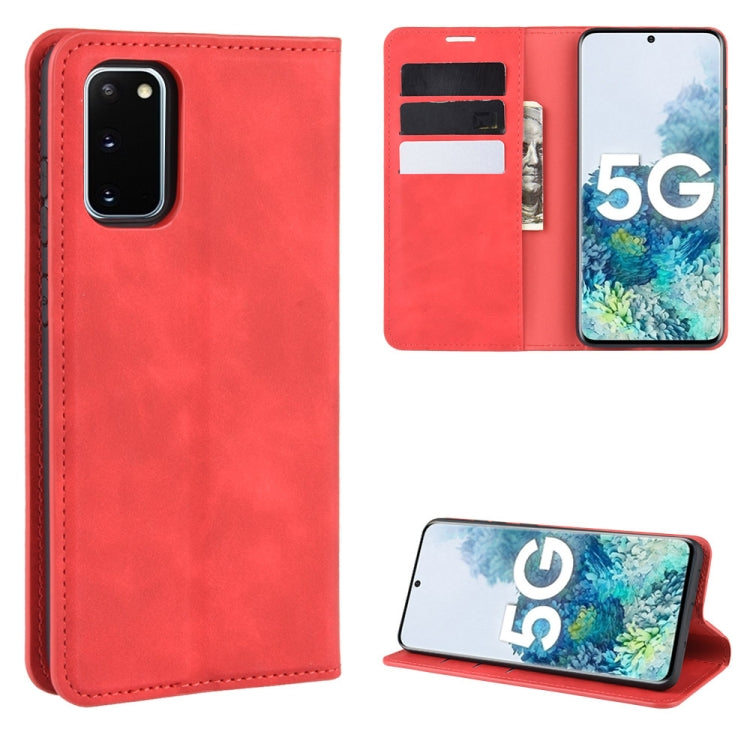 Per Samsung Galaxy S20 FE 4G / 5G Custodia in pelle con ventosa magnetica per affari retro-pelle con supporto e slot per schede e portafoglio, For Samsung Galaxy S20 FE