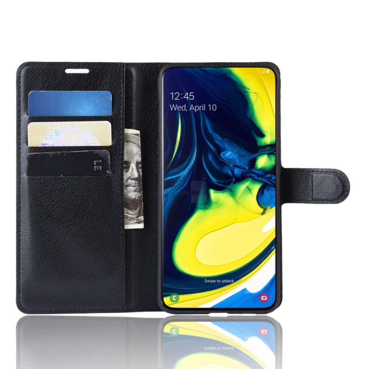 Custodia protettiva per portafoglio in pelle Litchi Texture per Samsung A80/A90