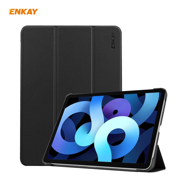 Per iPad Air 2020 10.9 / iPad Pro 11 2018 ENKAY ENK-8013 Custodia Smart in pelle PU + plastica con supporto a tre pieghe, For iPad Air 11 2024 / Pro 11 2018 / Air 10.9 2022