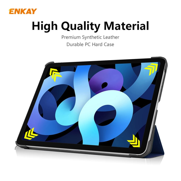 Per iPad Air 2020 10.9 / iPad Pro 11 2018 ENKAY ENK-8013 Custodia Smart in pelle PU + plastica con supporto a tre pieghe, For iPad Air 11 2024 / Pro 11 2018 / Air 10.9 2022