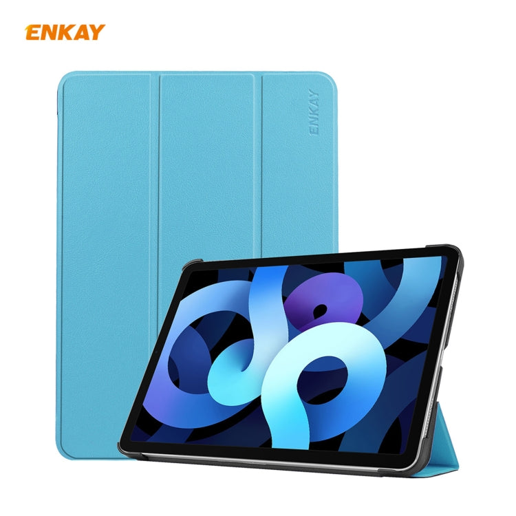 Per iPad Air 2020 10.9 / iPad Pro 11 2018 ENKAY ENK-8013 Custodia Smart in pelle PU + plastica con supporto a tre pieghe, For iPad Air 11 2024 / Pro 11 2018 / Air 10.9 2022