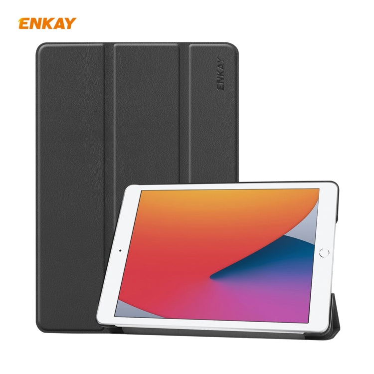 Per iPad 10.2 2020/2019 ENKAY ENK-8014 Custodia Smart in pelle PU + plastica con supporto a tre pieghe