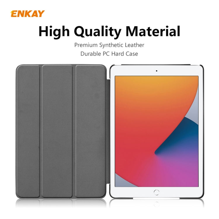Per iPad 10.2 2020/2019 ENKAY ENK-8014 Custodia Smart in pelle PU + plastica con supporto a tre pieghe