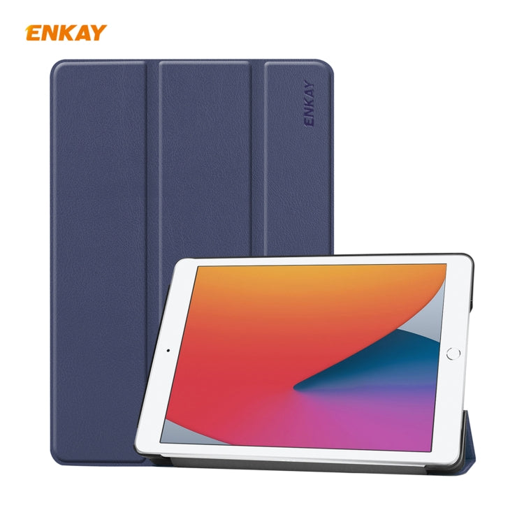 Per iPad 10.2 2020/2019 ENKAY ENK-8014 Custodia Smart in pelle PU + plastica con supporto a tre pieghe